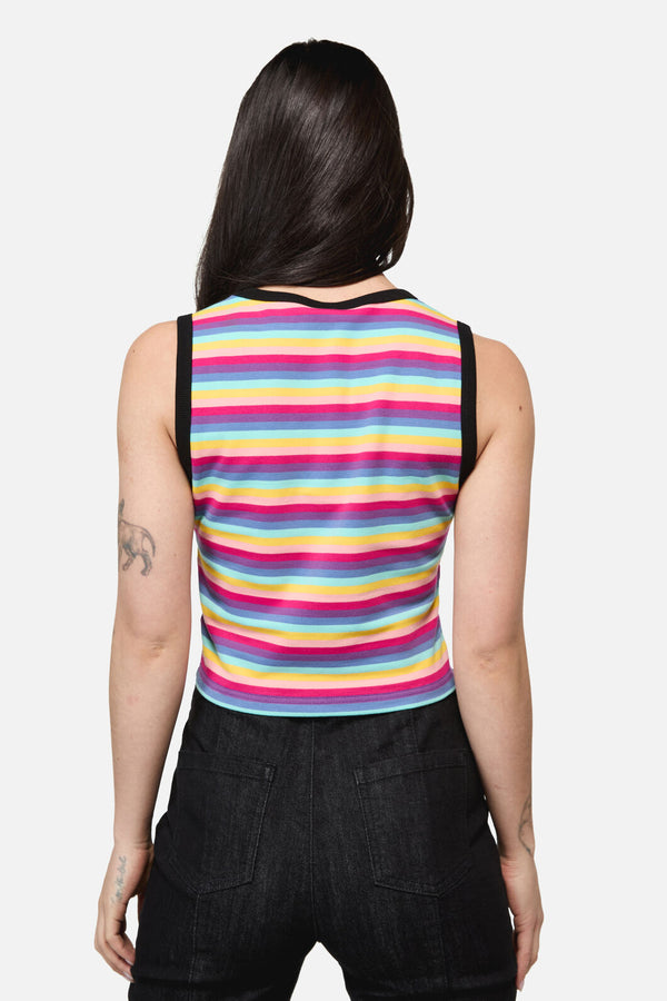 Dangerfield NZ - Robot Stripe Grunge Baby Tank - multi