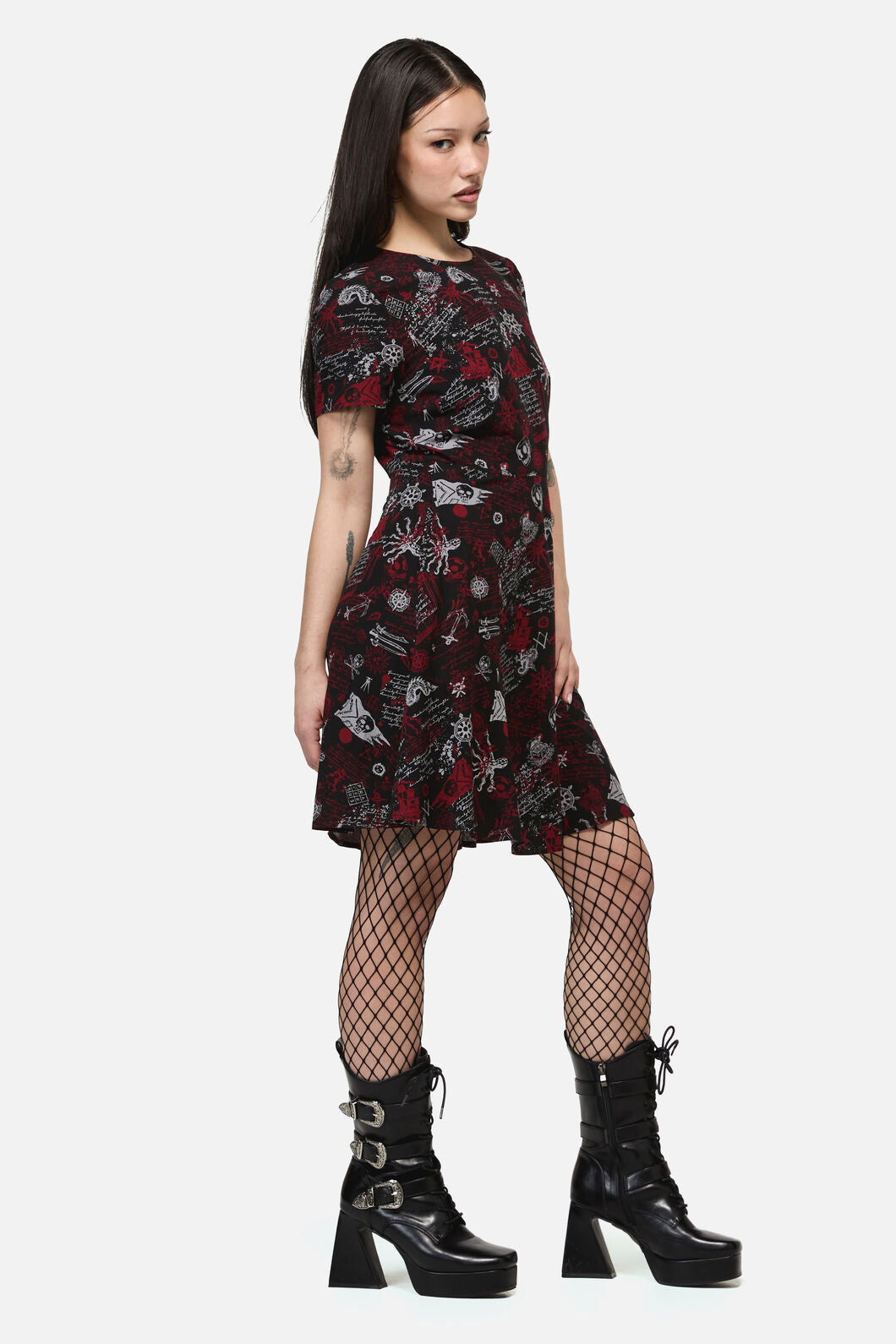 Dangerfield NZ - Pirate Punk Print Dress - black