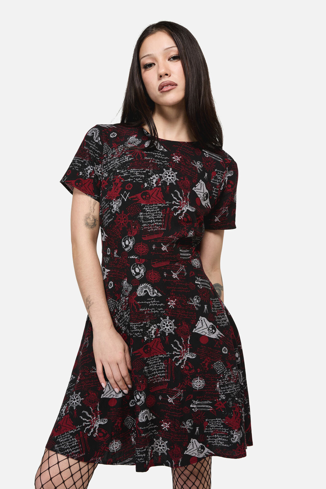Dangerfield NZ - Pirate Punk Print Dress - black