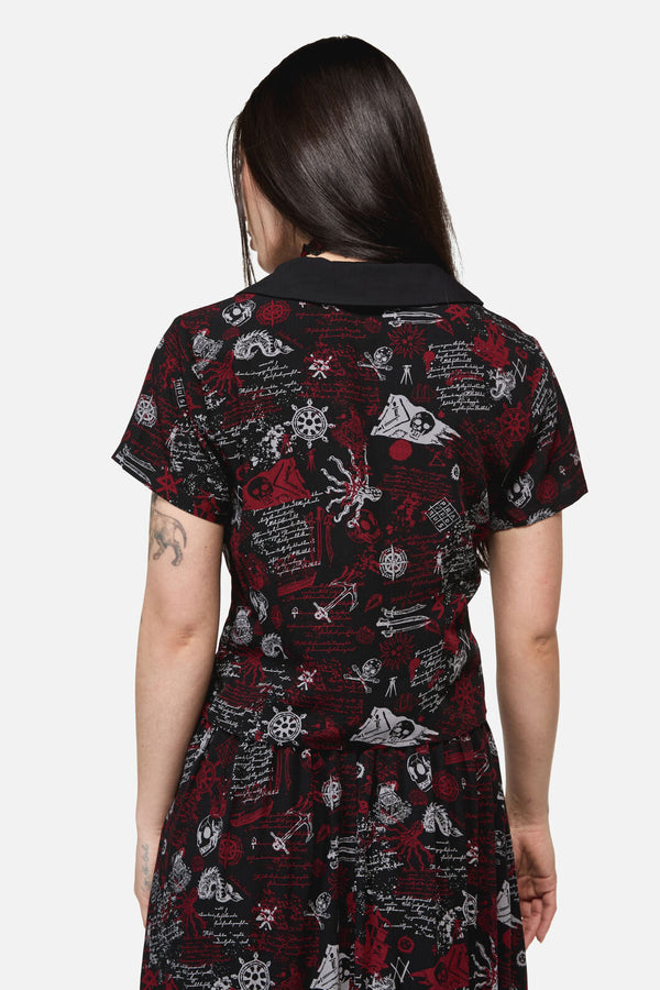 Dangerfield NZ - Pirate Punk Print Blouse - black