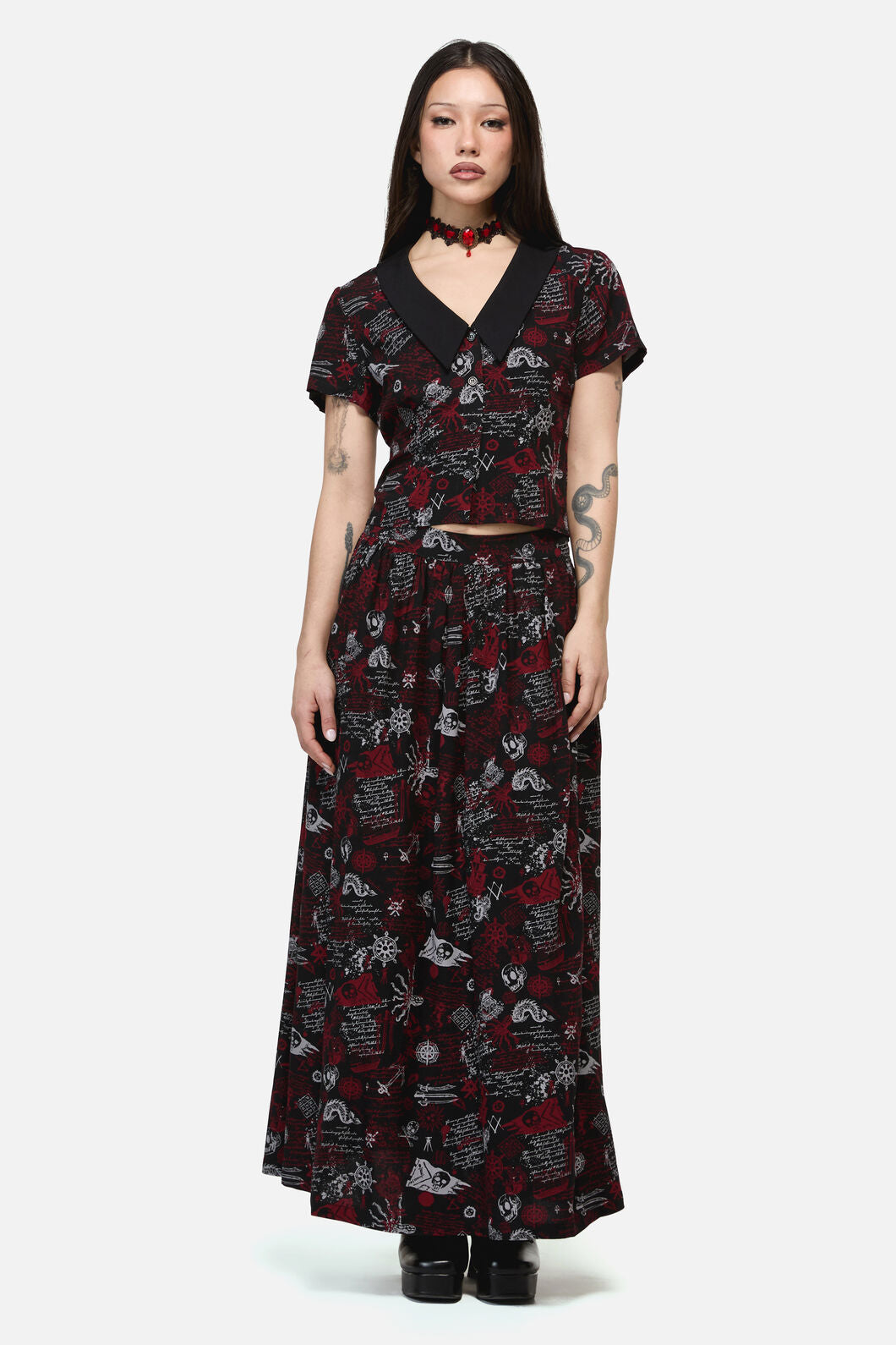 Dangerfield NZ - Pirate Punk Print Blouse - black