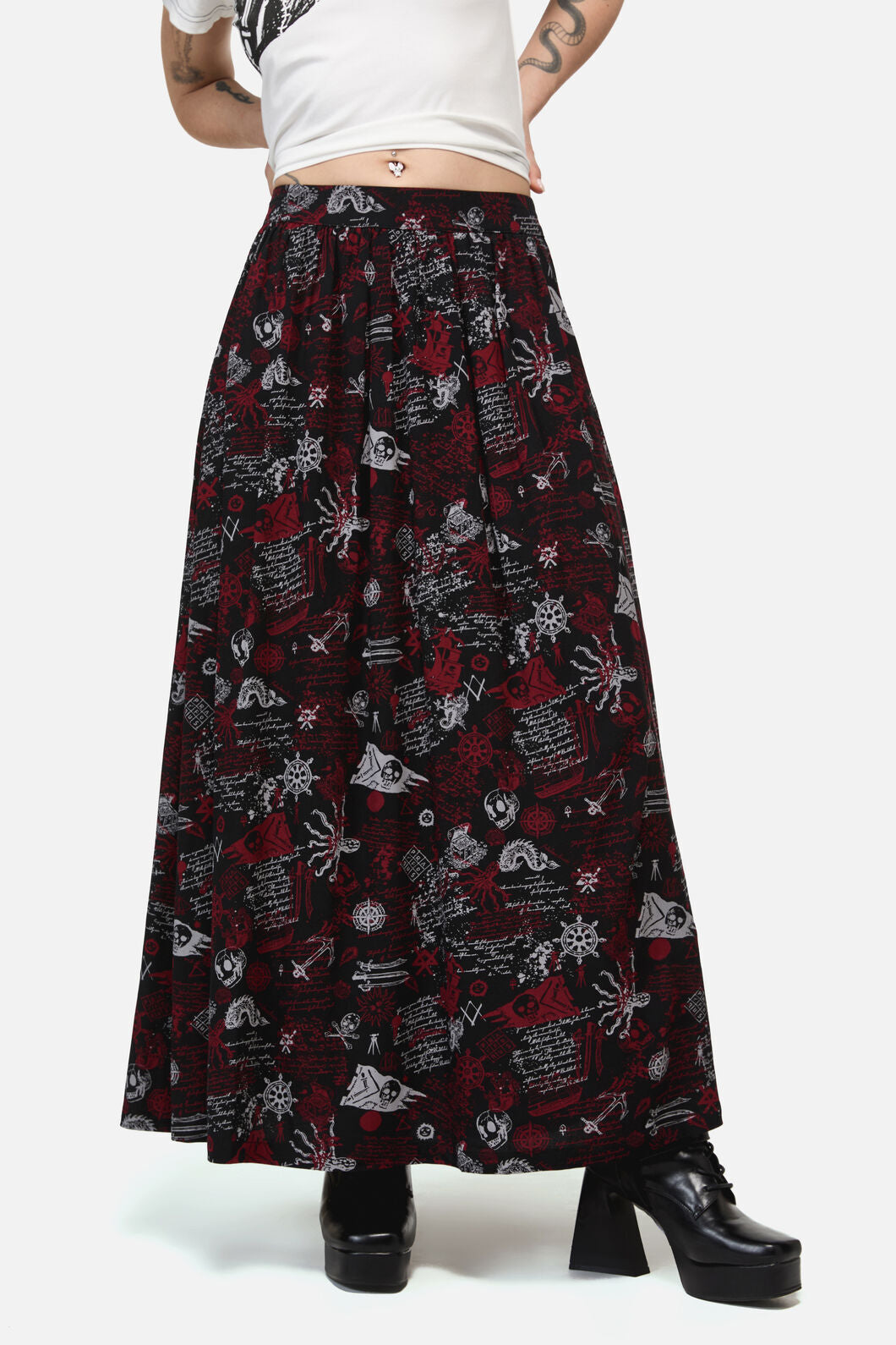 Dangerfield NZ - Pirate Punk Midi Skirt - black