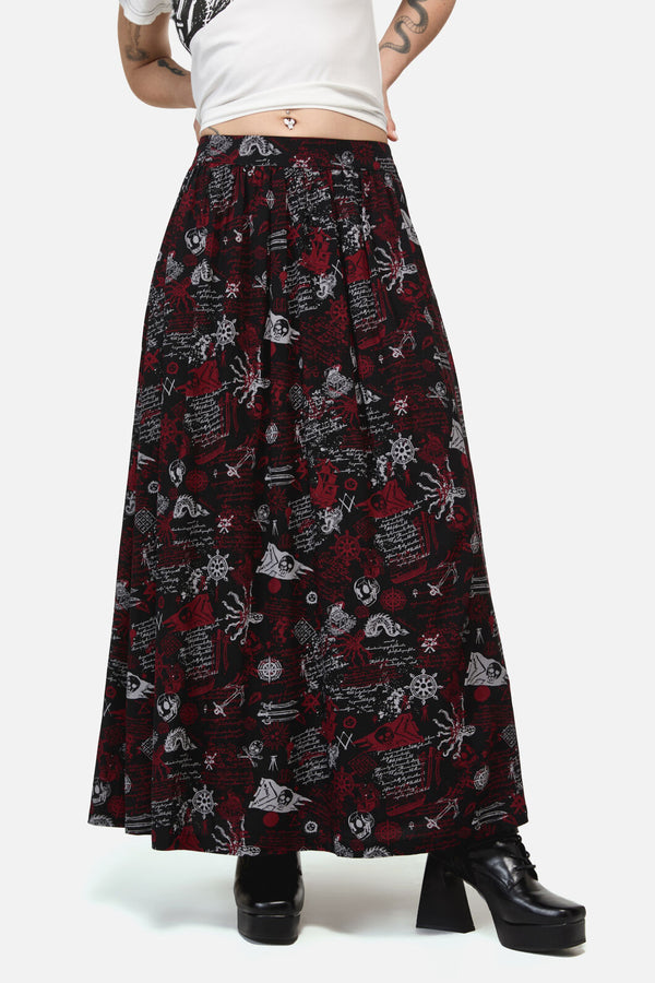 Dangerfield NZ - Pirate Punk Midi Skirt - black