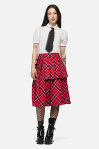 Dangerfield NZ - Piracy Punk Tartan Midi Skirt - red