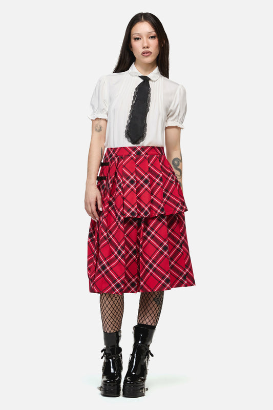 Dangerfield NZ - Piracy Punk Tartan Midi Skirt - red