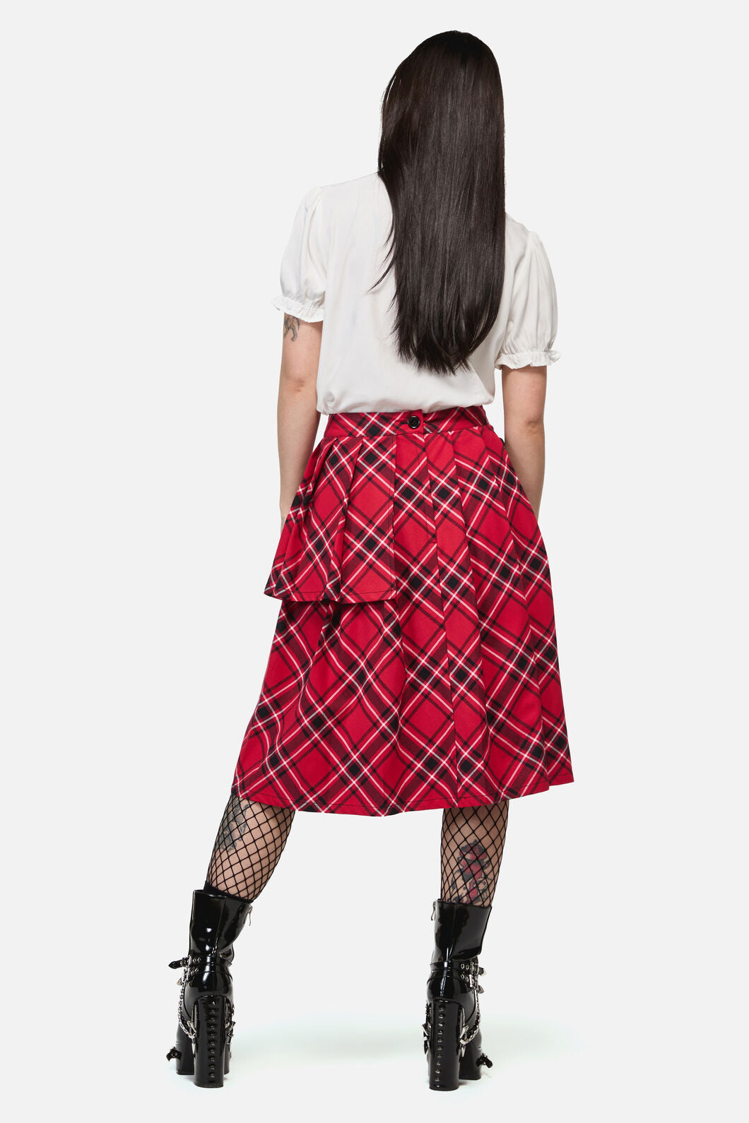 Dangerfield NZ - Piracy Punk Tartan Midi Skirt - red