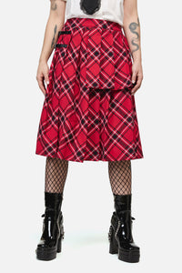 Dangerfield NZ - Piracy Punk Tartan Midi Skirt - red
