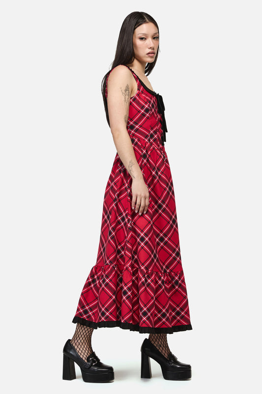 Dangerfield NZ - Piracy Punk Tartan Midi Dress - red