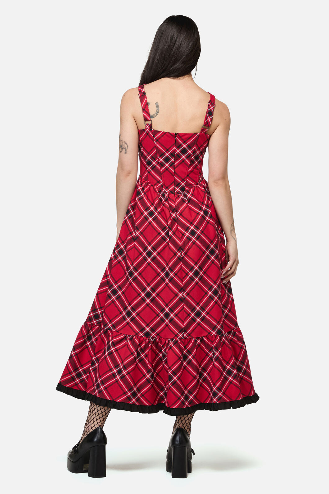 Dangerfield NZ - Piracy Punk Tartan Midi Dress - red