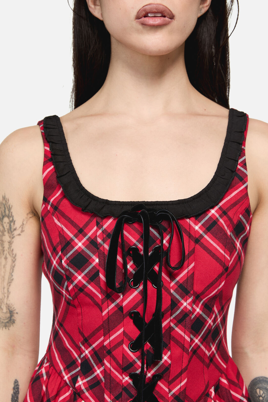 Dangerfield NZ - Piracy Punk Tartan Midi Dress - red
