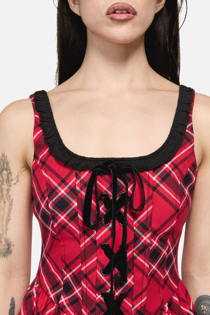 Dangerfield NZ - Piracy Punk Tartan Midi Dress - red