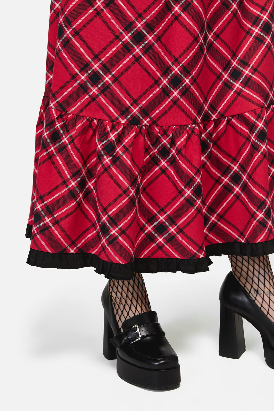 Dangerfield NZ - Piracy Punk Tartan Midi Dress - red