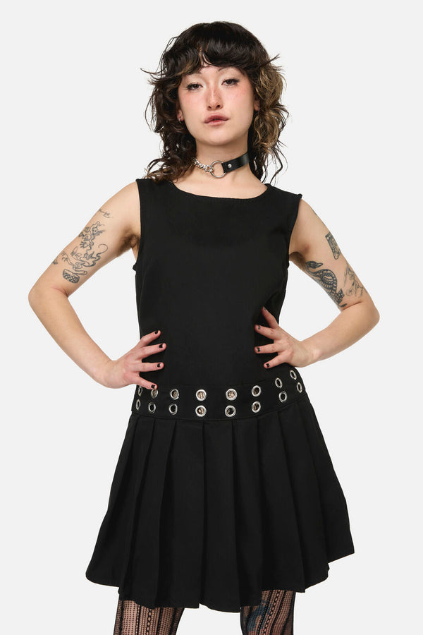 Dangerfield NZ - Pirate Punk Eyelet Mini Dress - black