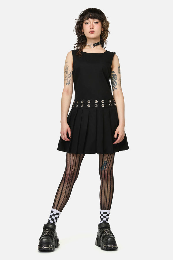 Dangerfield NZ - Pirate Punk Eyelet Mini Dress - black