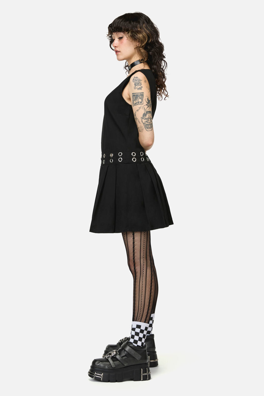 Dangerfield NZ - Pirate Punk Eyelet Mini Dress - black