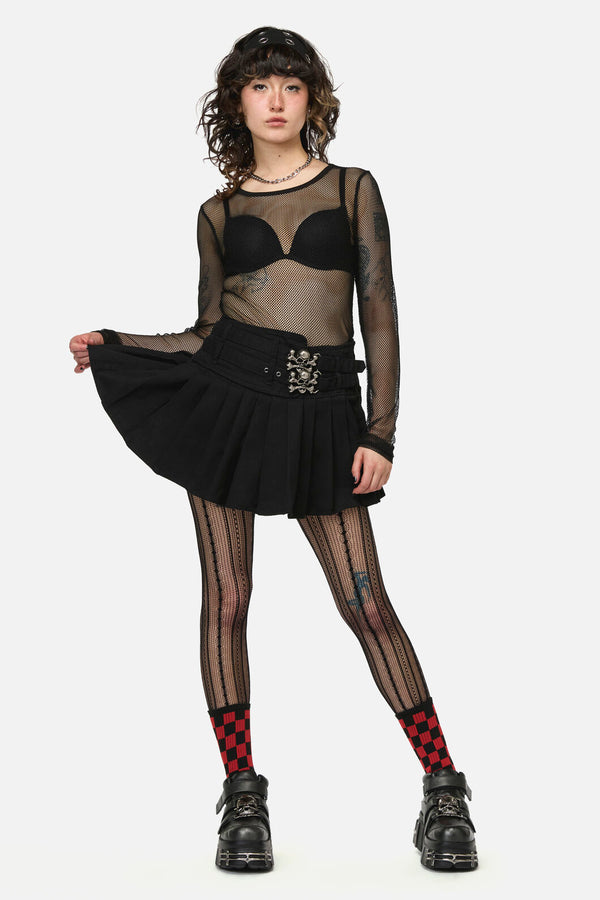 Dangerfield NZ - Pirate Skull Trim Goth Skort - black