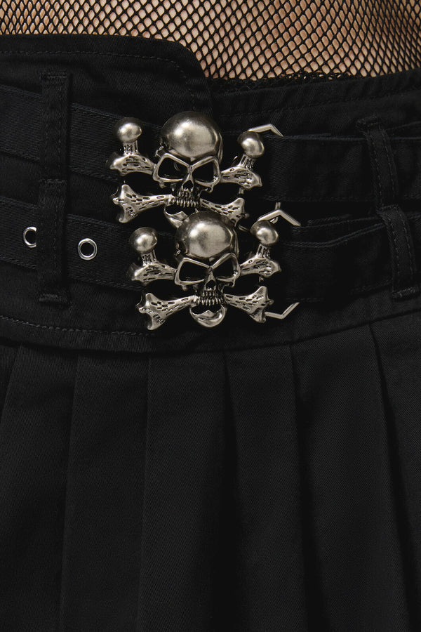 Dangerfield NZ - Pirate Skull Trim Goth Skort - black