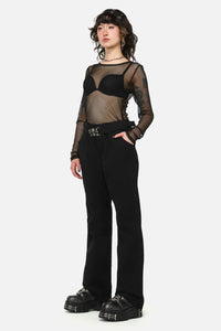 Dangerfield NZ - Pirate Skull TrimGothFlarePant - black
