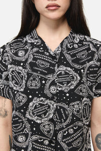 Dangerfield NZ - Séance Goth Print Blouse - black