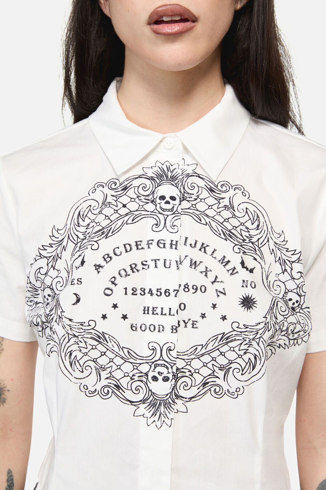 Dangerfield NZ - Séance Goth Print Blouse - white