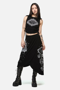 Dangerfield NZ - Séance Layered Goth Midi Skirt - black