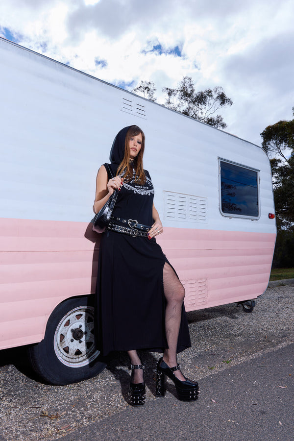 Dangerfield NZ - Séance Hooded Goth Maxi Dress - black