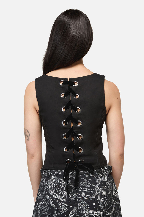 Dangerfield NZ - Séance Print Goth Corset Top - black