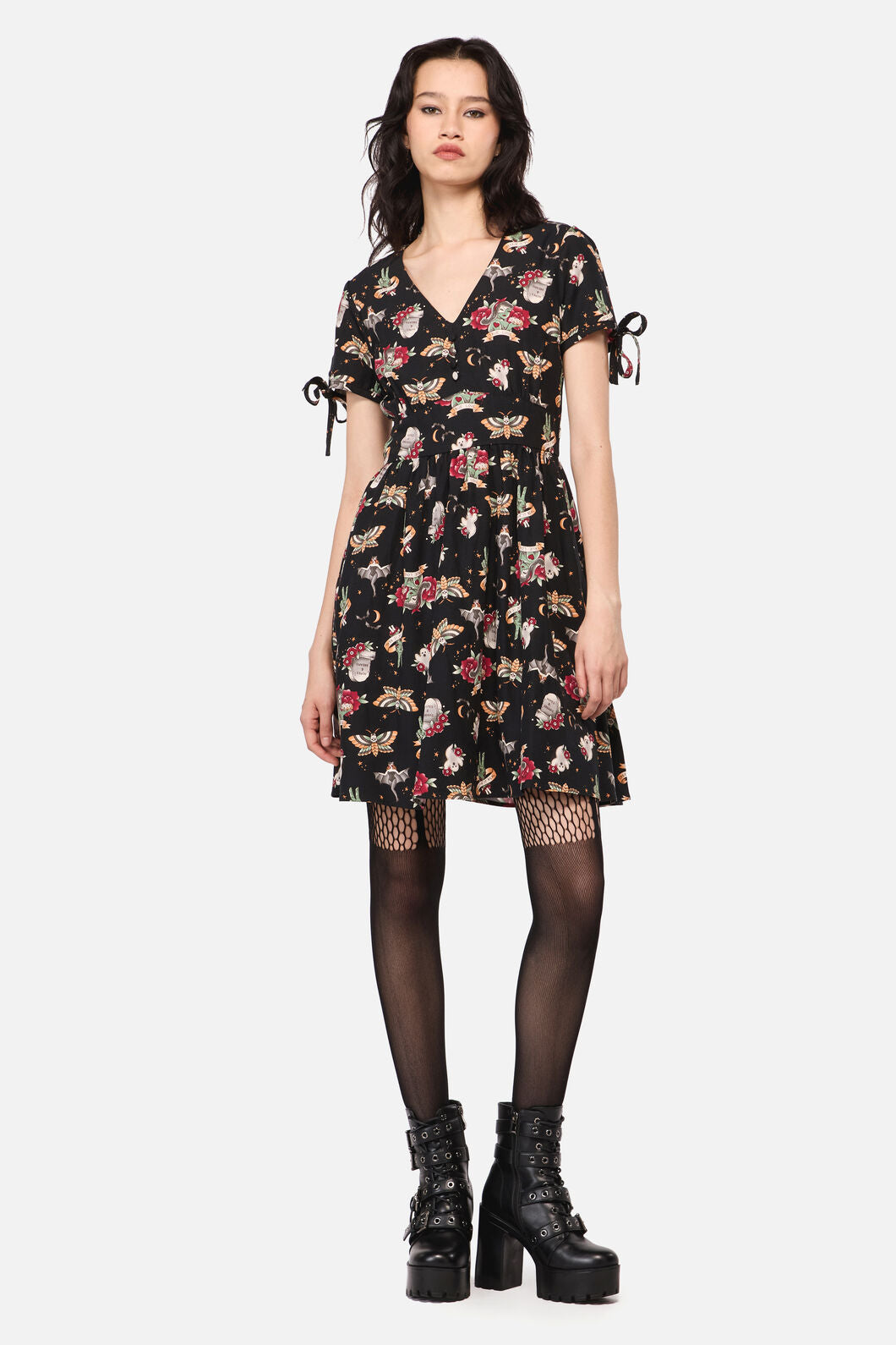 Dangerfield NZ - AllHallowsEveTattooPrintSSDres - black