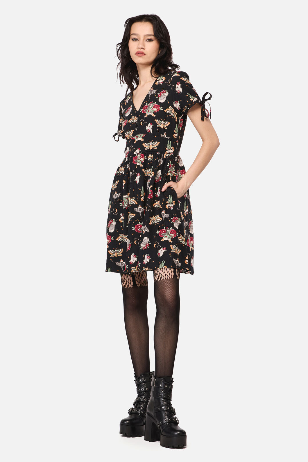 Dangerfield NZ - AllHallowsEveTattooPrintSSDres - black
