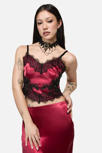 Dangerfield NZ - Rosalie Formal Lace Trim Top - red