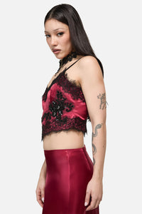 Dangerfield NZ - Rosalie Formal Lace Trim Top - red