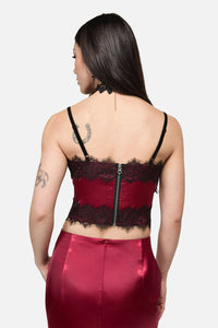 Dangerfield NZ - Rosalie Formal Lace Trim Top - red