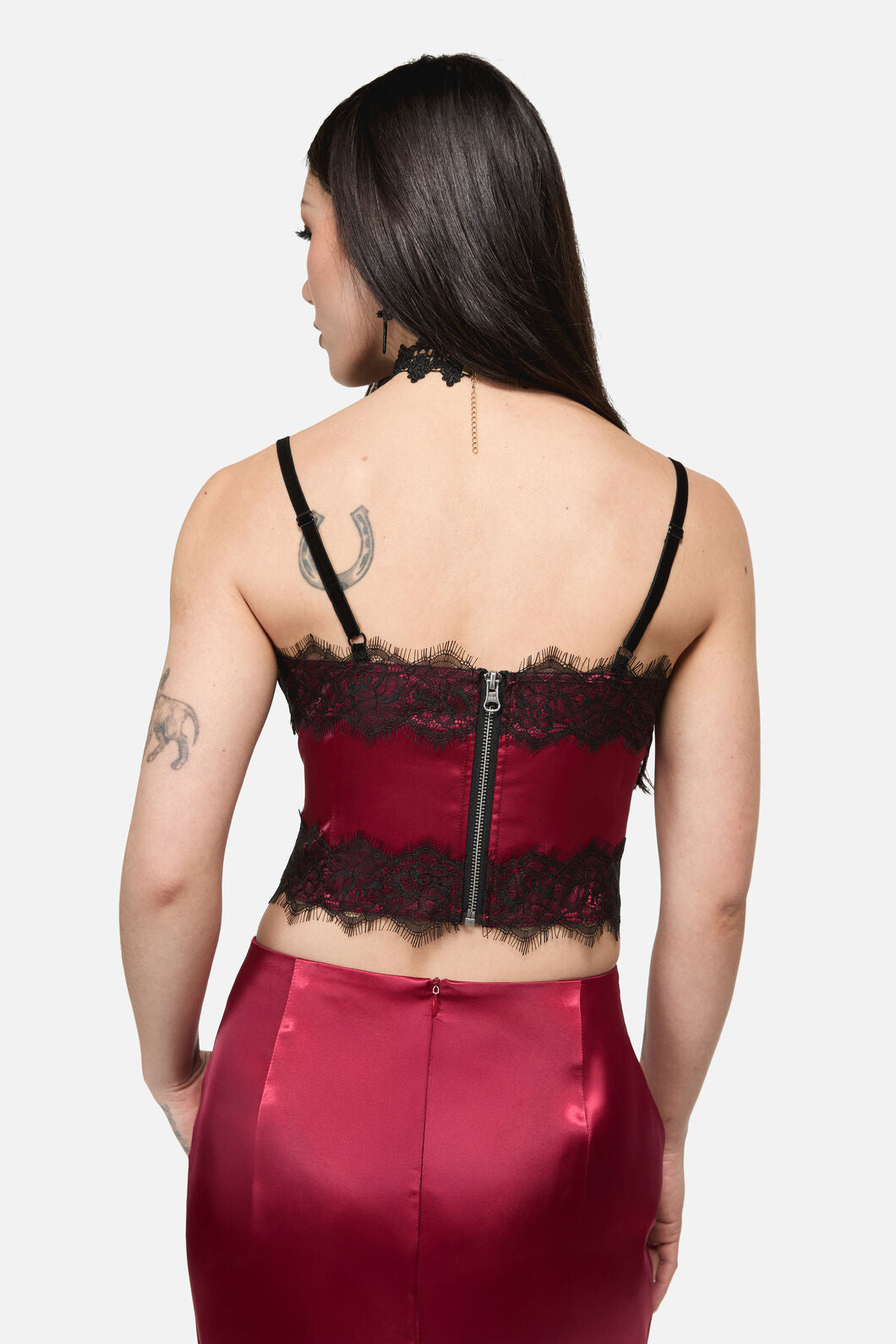 Dangerfield NZ - Rosalie Formal Lace Trim Top - red