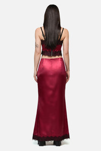 Dangerfield NZ - Rosalie Formal Lace Trim Skirt - red