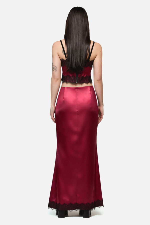 Dangerfield NZ - Rosalie Formal Lace Trim Skirt - red