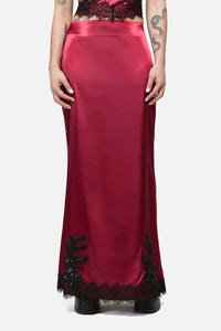 Dangerfield NZ - Rosalie Formal Lace Trim Skirt - red
