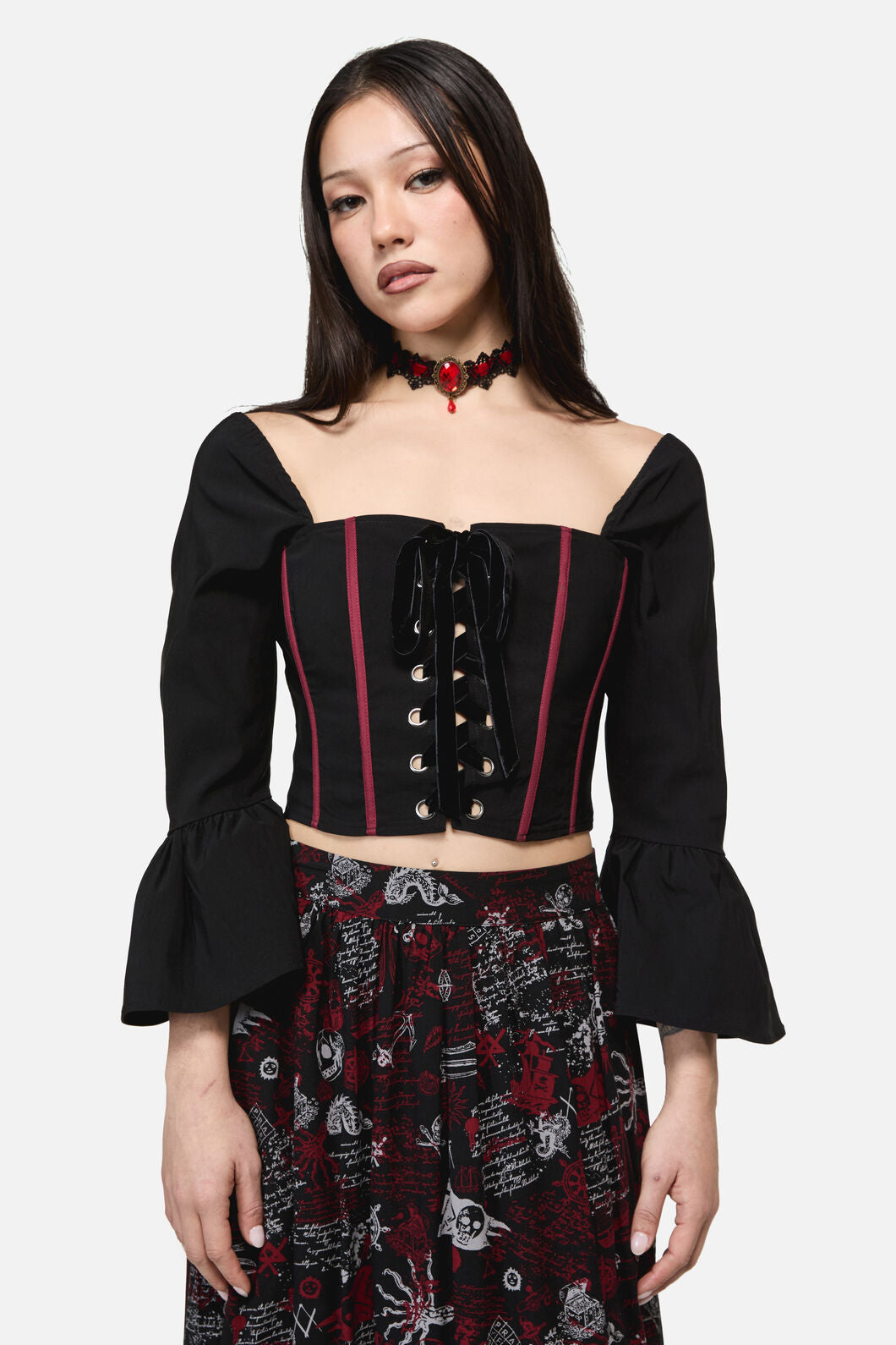 Dangerfield NZ - Pirate Contrast Goth Corset - black