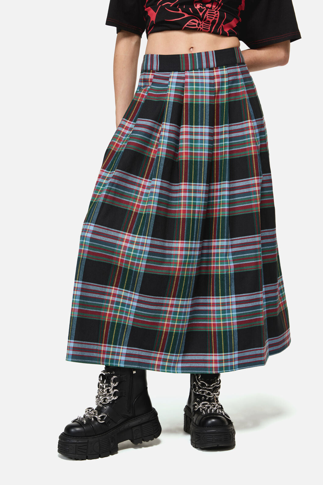 Dangerfield NZ - Hermit Goth Tartan Midi Skirt - multi
