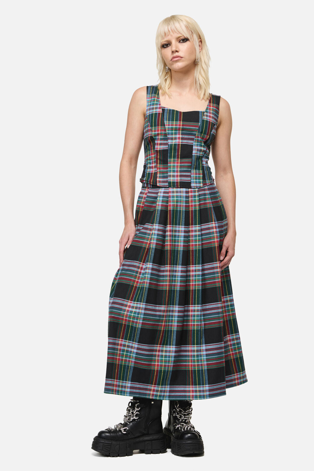 Dangerfield NZ - Hermit Goth Tartan Midi Skirt - multi