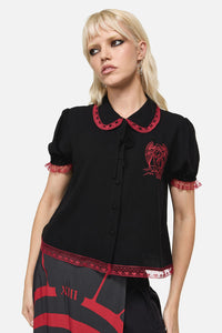 Dangerfield NZ - Temperance Goth Print Blouse - black
