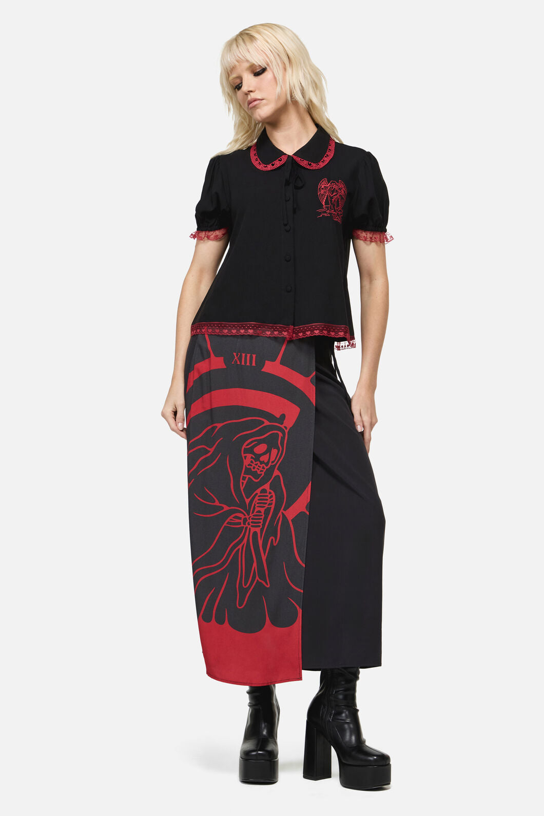 Dangerfield NZ - Temperance Goth Print Blouse - black