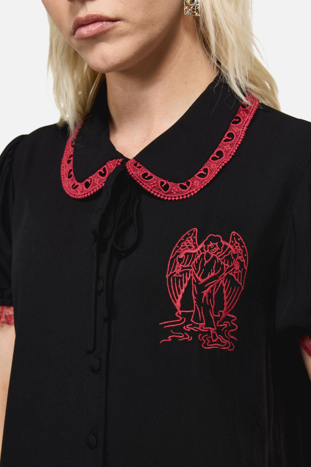 Dangerfield NZ - Temperance Goth Print Blouse - black