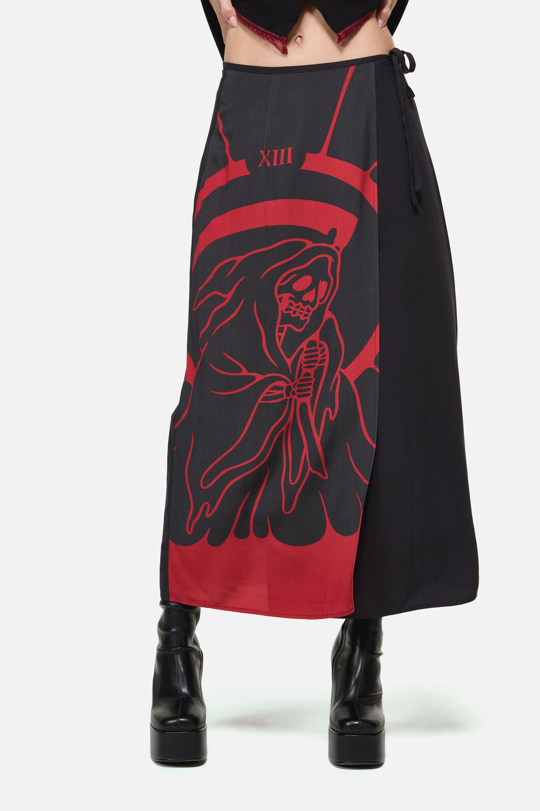 Dangerfield NZ - Reaper Goth Midi Wrap Skirt - black