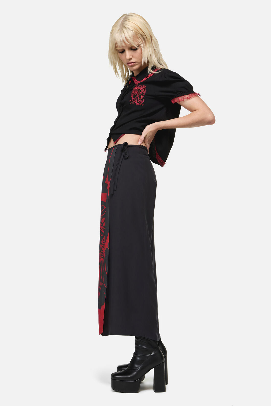 Dangerfield NZ - Reaper Goth Midi Wrap Skirt - black