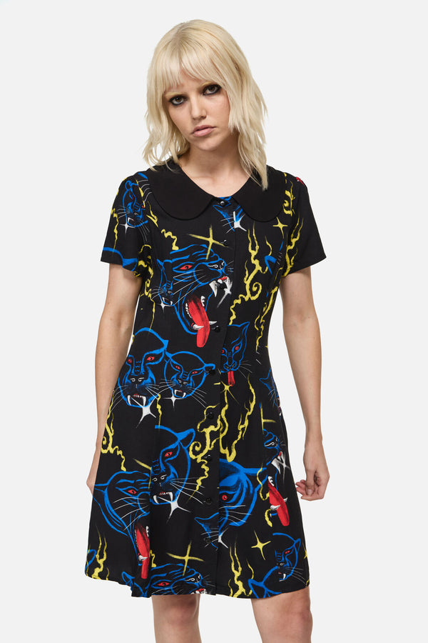 Dangerfield NZ - Panther Punk Mini Dress - black