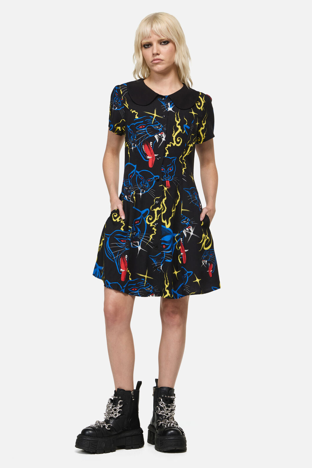 Dangerfield NZ - Panther Punk Mini Dress - black
