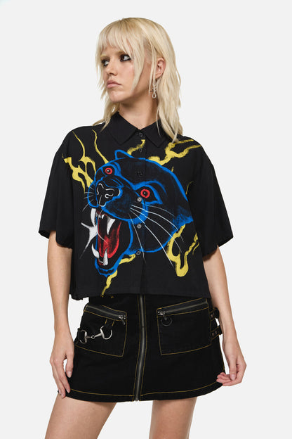 Dangerfield NZ - Rawr Punk Print Blouse - black