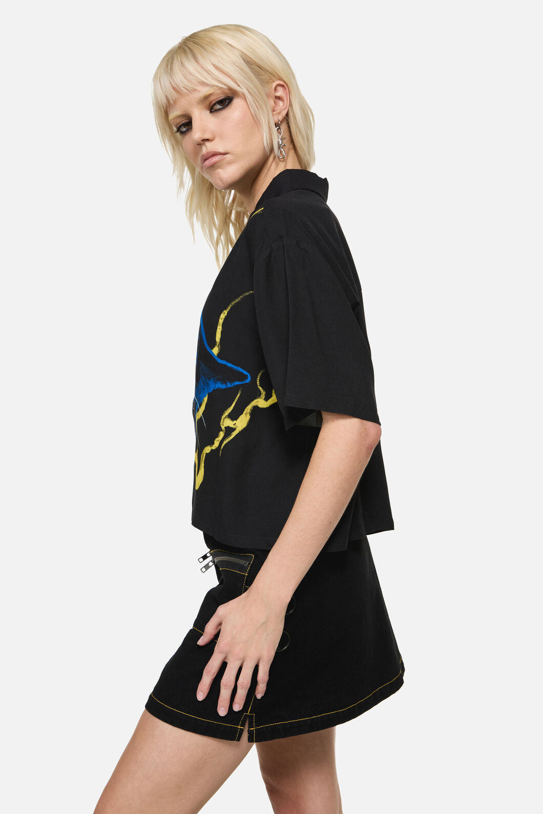 Dangerfield NZ - Rawr Punk Print Blouse - black