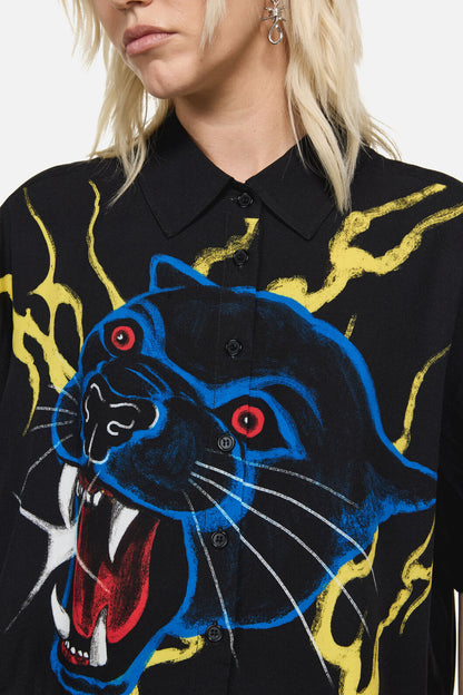 Dangerfield NZ - Rawr Punk Print Blouse - black