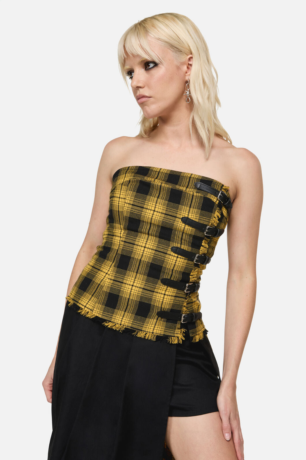 Dangerfield NZ - Tai Tartan Strapless Top - yellow